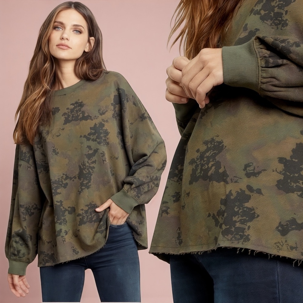 Rails Women’s Reeves Sweatshirt In Knox Camo Crew Neck Long Sleeve Size Medium